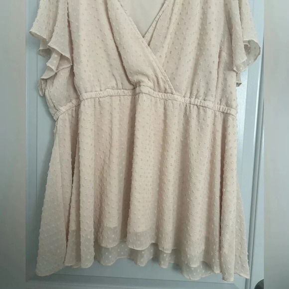 Torrid Pink Lily Ivory Swiss Dot Surplice Babydoll V Neck size 3 feminine boho - Picture 10 of 15